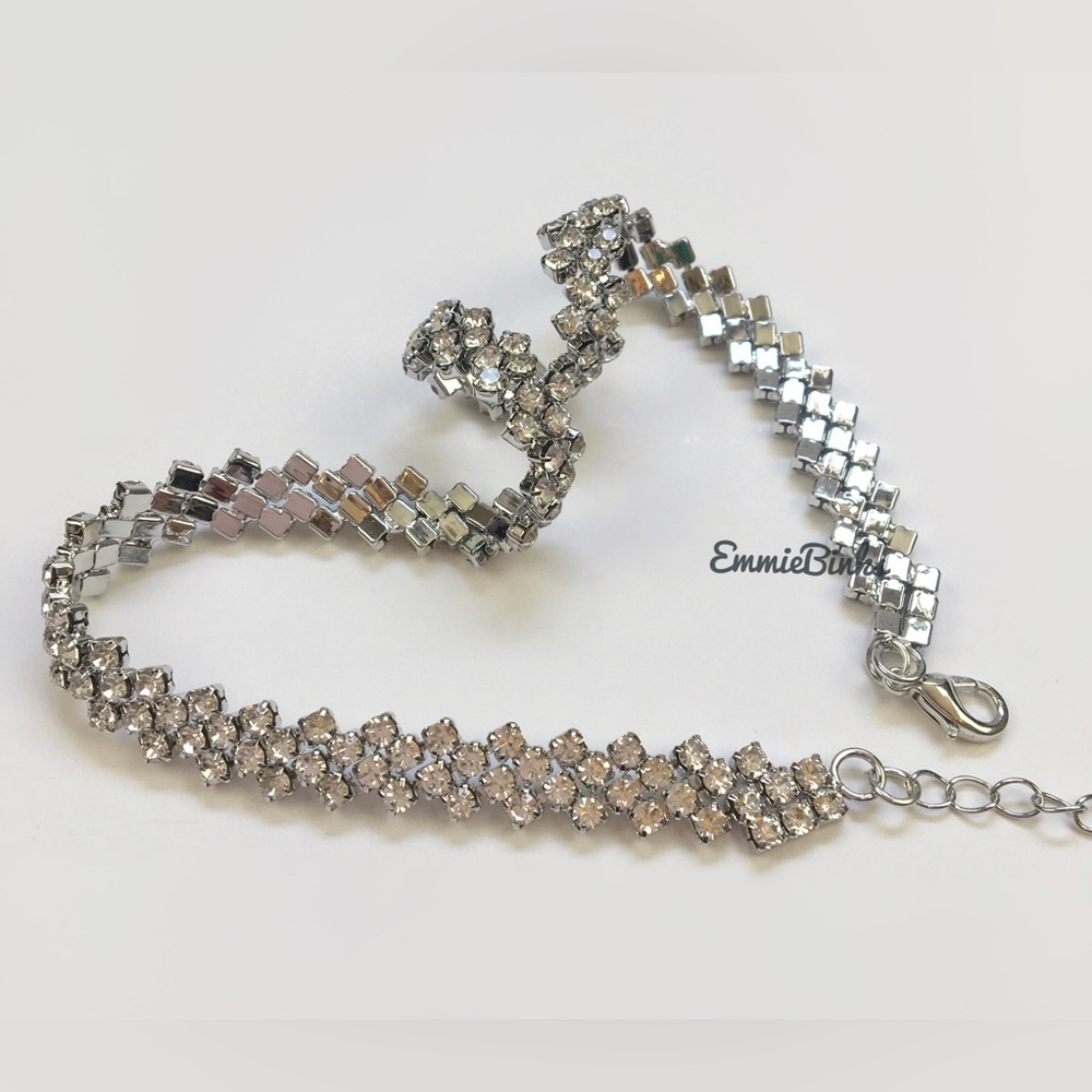 New Vintage Style Crystal Rhinestone Choker Necklace - Picture 7 of 16